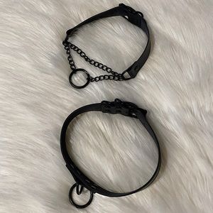 🖤Bundle of 2 black leather O-Ring choker necklaces 🖤